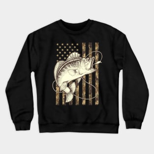 Fishing Camo USA Flag Camouflage Fisherman Crewneck Sweatshirt